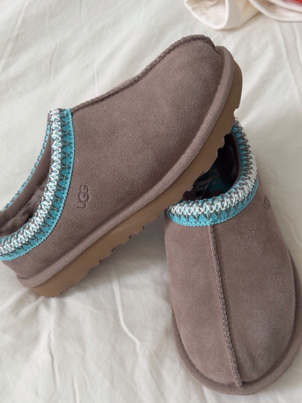 UGG Women's Barley Suede Slip-On Slippers with Aqua Trim
